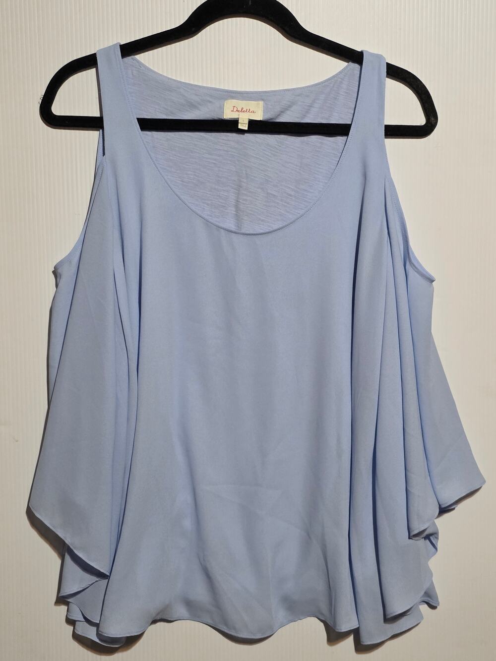 Deletta by Anthropologie Large Light Blue Cold Shoulder Layered Flowy Tank Top